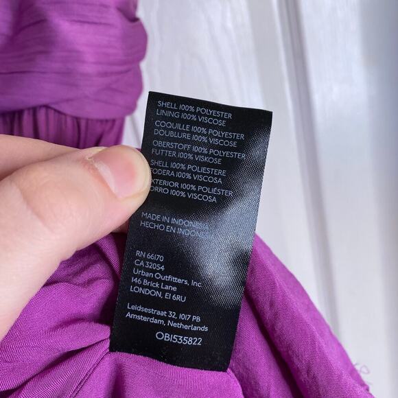 ANTHROPOLOGIE V-Neck Vibrant Mini Dress Orchid Purple Size 4 Satin - Picture 9 of 10